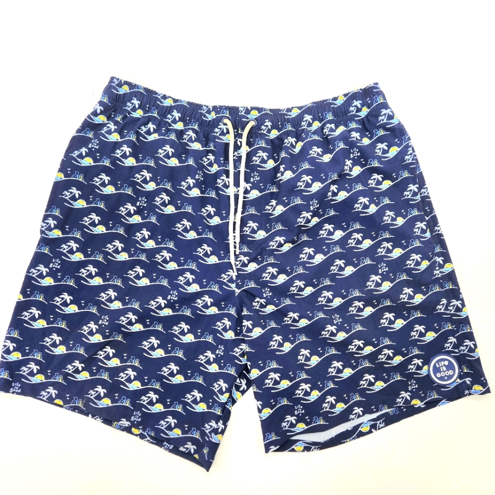 Life Is Good Swim Trunks Size Large Color Navy